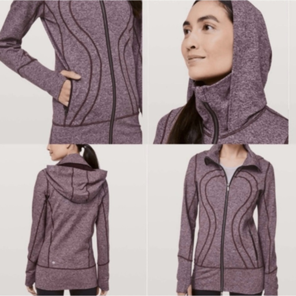 Lululemon Stride Jacket II Womens Size 6 Heathered Black Cherry  2-Way Zip